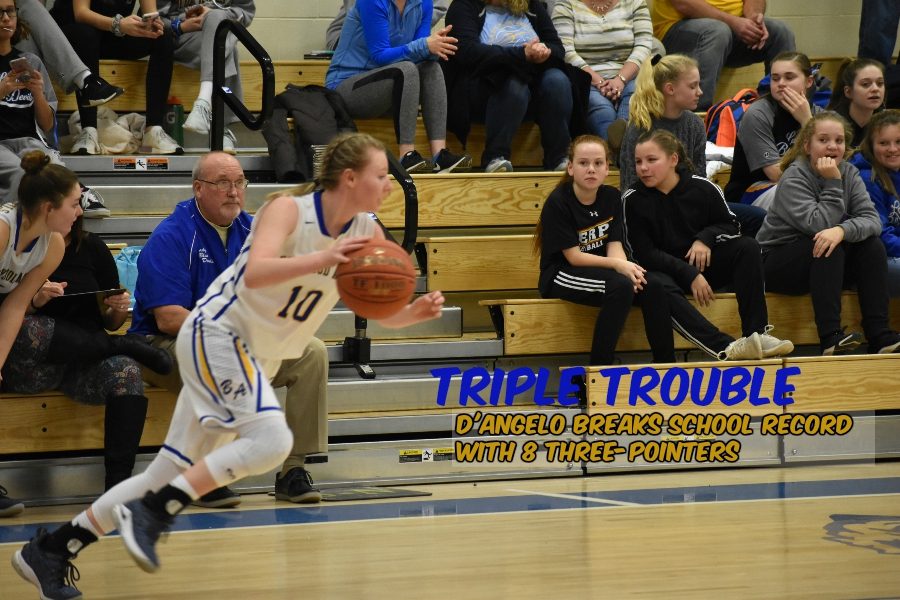 Riley DAngelo broke a 27-year old record for three-point shooting in a win over Mount Union.