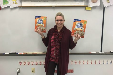 Mrs. Riddle is currently in second place in this years FCA cereal drive.