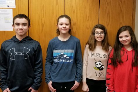 Middle school Students of the Week include: (l to r) Caleb Beiswenger, Hannah McClellan, Kayeleena Lauver, and Brylee Hewitt.