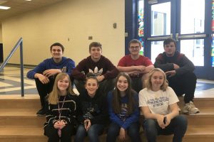 Scholastic scrimmage team members include: (front row, l to r) Olivia Hess, Chloe Brown, Ava Miller and Avery Turek; (back row) Jack Luensmann, Gaven Ridgway, Zac Amato,and Canyon Nyman. Missing for the photo were Caden Poe and Emma Corrado.