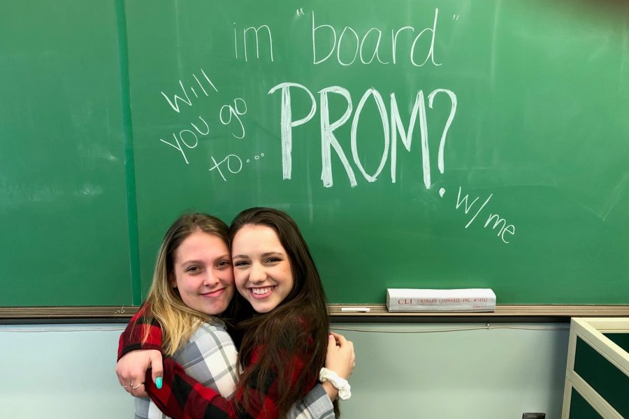 Emma Chronister and Caroline Nagle arent going to the prom, but they know a corny promposal when they see one.
