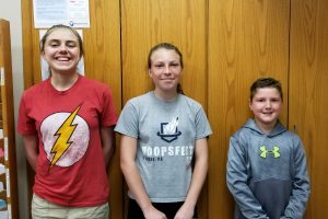 Middle school Students of the Week this week are (l to r) Lucy Wilson, Lainey Quick, and Colin Gibbons.