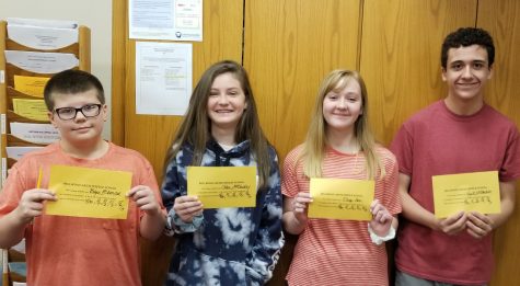 Middle school students of the week include (l to r): Bryce Eckenrod, Chloe McCloske,  Olivia Hess, and Wyatt McKendree.
