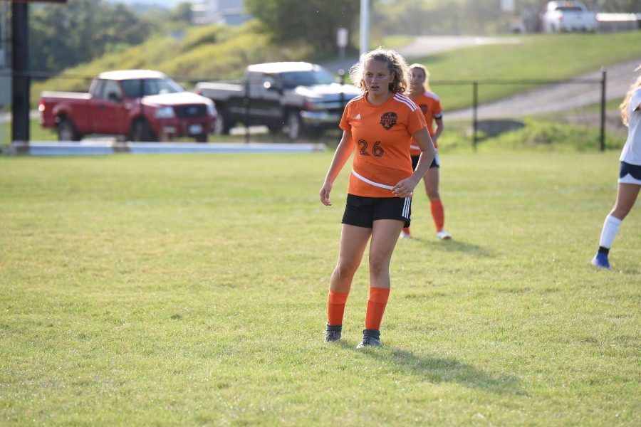 Jaylee Shuke looks to make a play for the soccer team.
