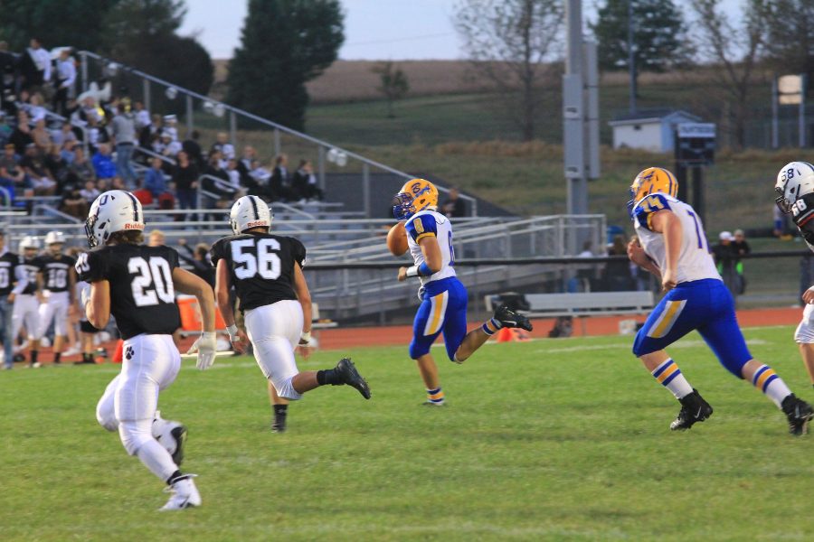 Trevor Miller scrambles to pass against Northern Bedford.