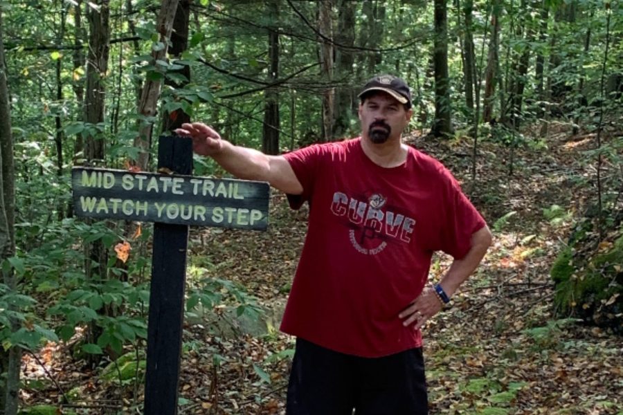 Mr. Goodman recently hiking on the Mid State Trail. 