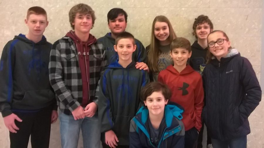The Jr. High Scholastic Scrimmage team went undefeated in their first match of the year. (Missing from photo: Seth Hollen.)