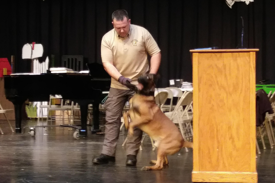 Officials brought a K-9 unit to B-A on Wednesday for a demonstration.