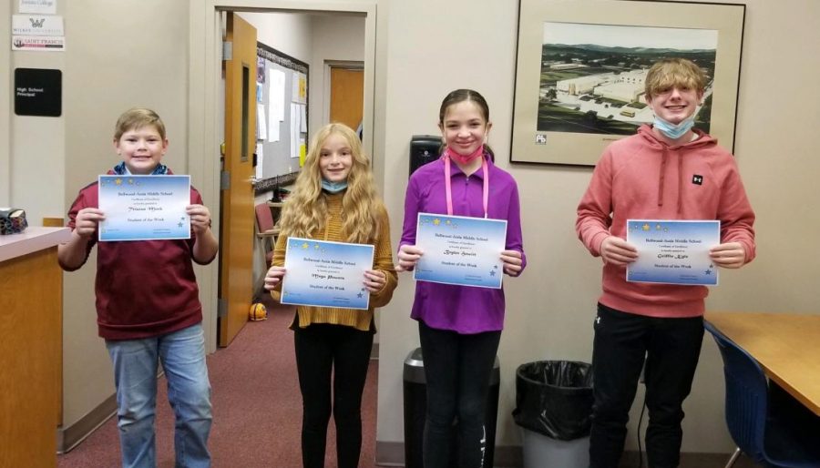 This week’s BAMS Students of the Week are: (L to R) Tristan Mock, Maya Powers, Brylee Hewitt & Griffin Kyle.