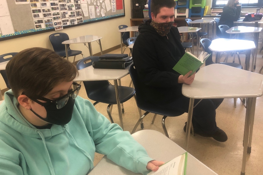 Abi Eckenrod and Gabe Waltermire are two of the ninth grade students reading Romeo and Juliet this semester.