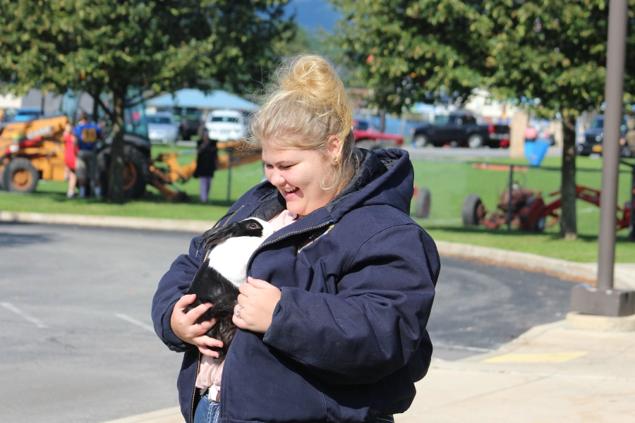 FFA Member Crisinda Miller holds bunny rabbit 