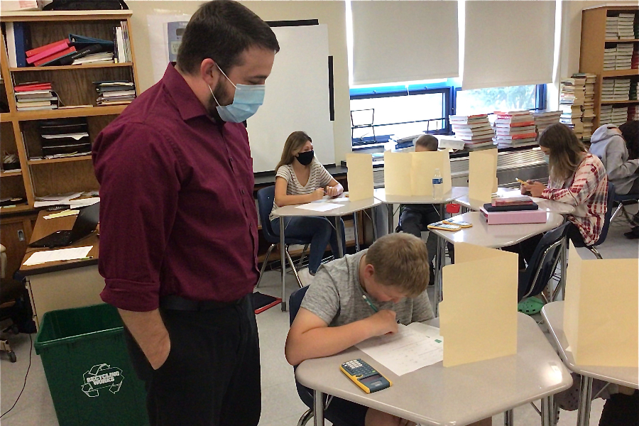 Mr. Moyer's easy demeanor has made him a popular teacher among middle school students.