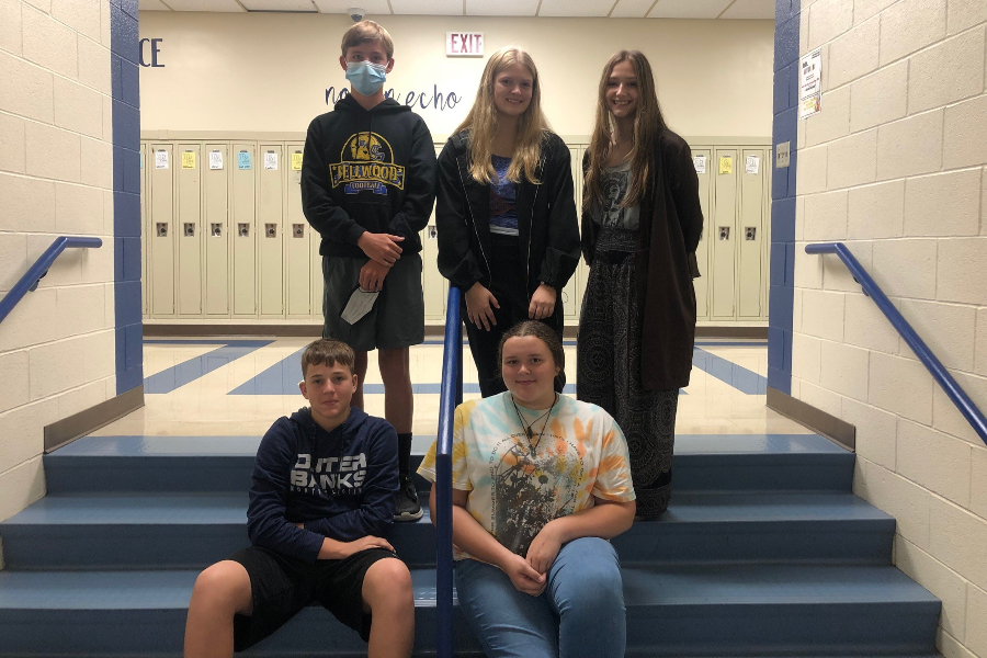 Ninth grade elected its class officers this week. Winners include (front fow) Boys Social Chair Cayden Pellegrine and Treasurer Brooke Hescox; (back row) Vice President Holden Schreier, President Gianna Juaart, and Secretary Halle Young. Missing was Girls social Chair Allison Kendall.