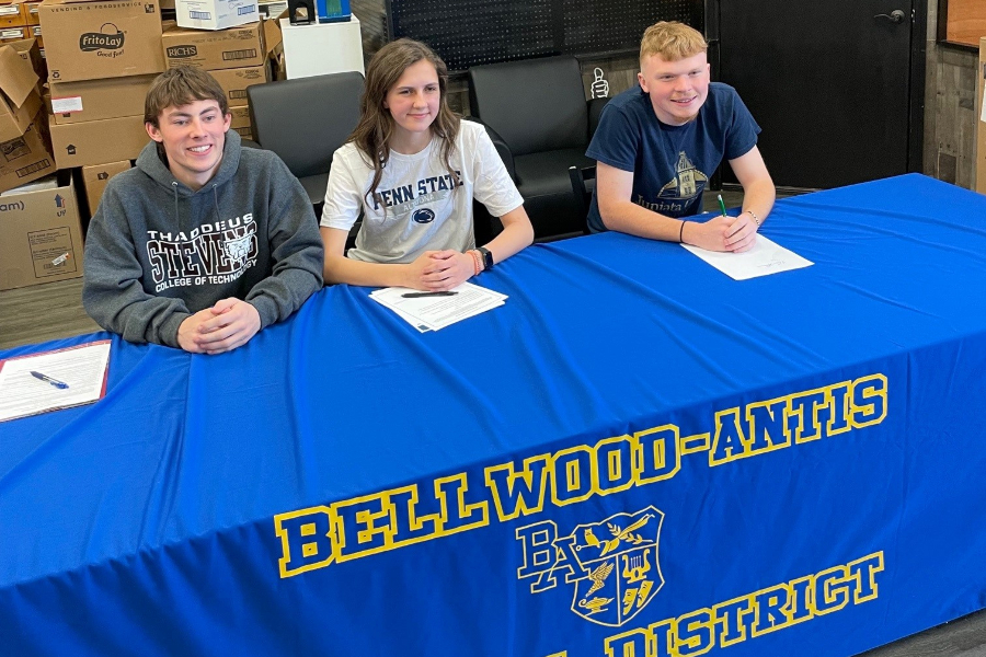 Hunter Shawley, Sophia Nelson, and Ethan Brown have all signed to play sports in college.