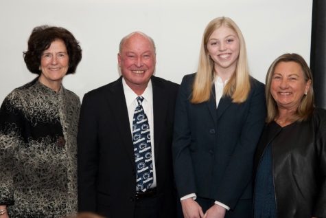 From left: Lori Bechtel Wherry (Dean of PSU Altoona), Steve Sheetz, Kaelynn Behrens, and Nancy Sheetz. Behrens, a 2019 B-A grad, is a part of the Sheetz Fellowship Program.