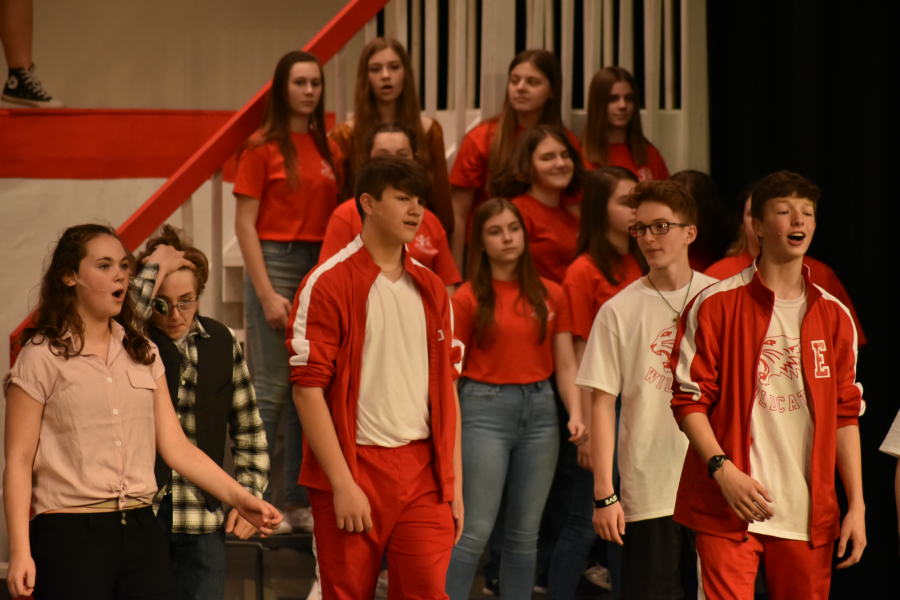 Carter Rettig, on right performing in High School Musical in 2019, will be back on the stage this spring in Beauty and the Beast.