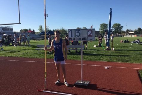 Dylan Andrews placed first in the pole vault and set a new meet record as B-A won the ICC championship meet at Northern Bedford.