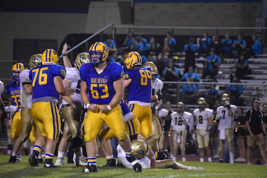 Andrew Nycum gets hyped after making a play against Curwensville.