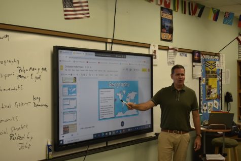Mr. Thone teaches from his new Samsung Flip touch screen board.