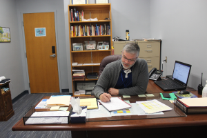 Middle school principal Dr. Donald Wager is not among the thousands of administrators seeking to change jobs.