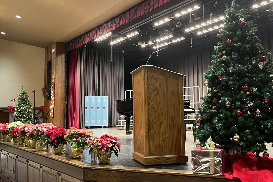 Bellwood - Antis auditorium decorated for the holidays.