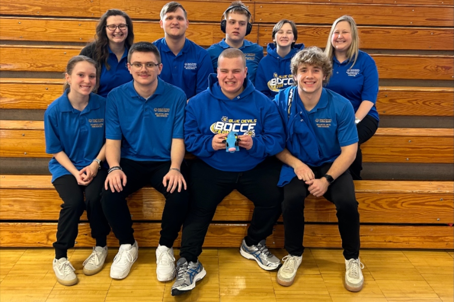 Bocce team takes a picture before match at Bedford.