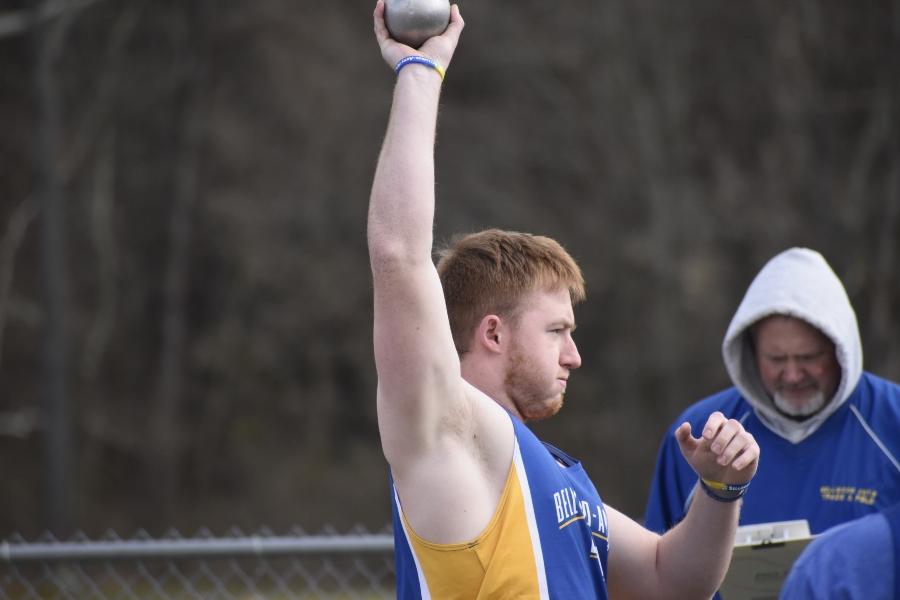 Eli Pluebell won the shot put against Central, but the Blue Devils lost in Martinsburg. (Bailee Conway)