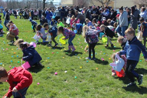 And their off! Dozens of kids raced to find the most eggs.
