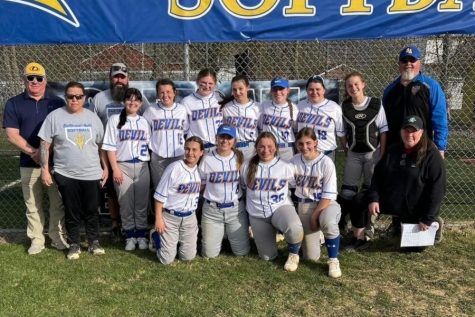 The softball team won for the first time since 2021 yesterday when it downed Williamsburg at home.