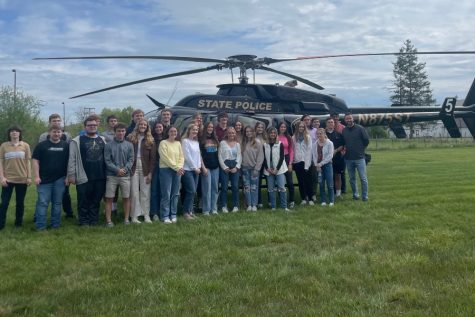 The Law Class got to witness a state police helicopter in action. 