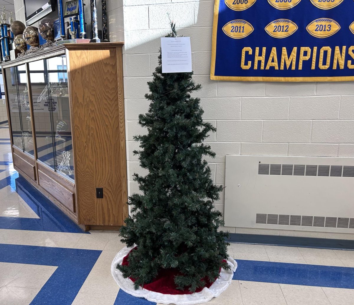 Blue Angels Christmas trees are now up in every BASD building, just in time for holiday giving.
