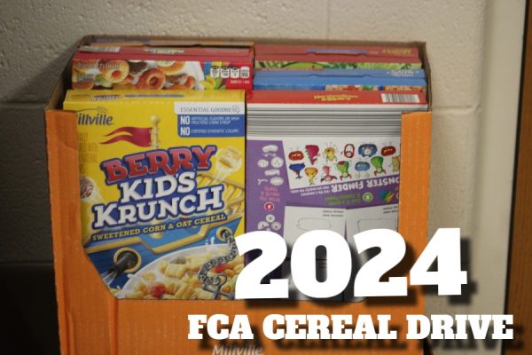 Students are encouraged to bring in cereal boxes for the 2024 FCA cereal drive.