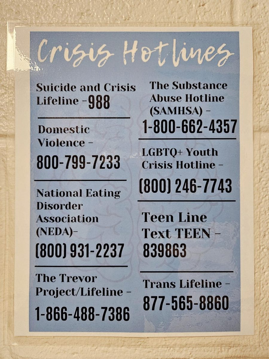 BAHS has posters with different crisis hotlines throughout the halls. Call a hotline if you need help.