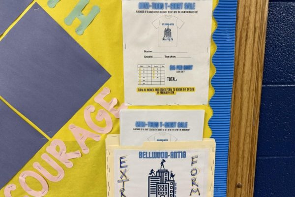 The mini-THON t-shirt order forms are hanging on the bulletin board outside of room 104.