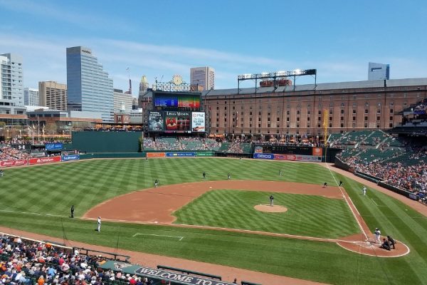 Camden Yards in Baltimore is the home of the Orioles, one of the three top teams in Major League Baseball.