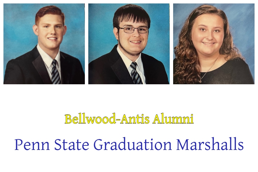 B-A alumni Jackson Boyer, Phillip CHamberlain, and Lauren Young will represent their respective college divisions at Penn State Altoona as Marshalls in this weeks graduation ceremonies.