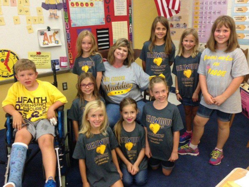 Mrs. R Miller and students welcomed back Maddie by wearing her very own T-Shirt.