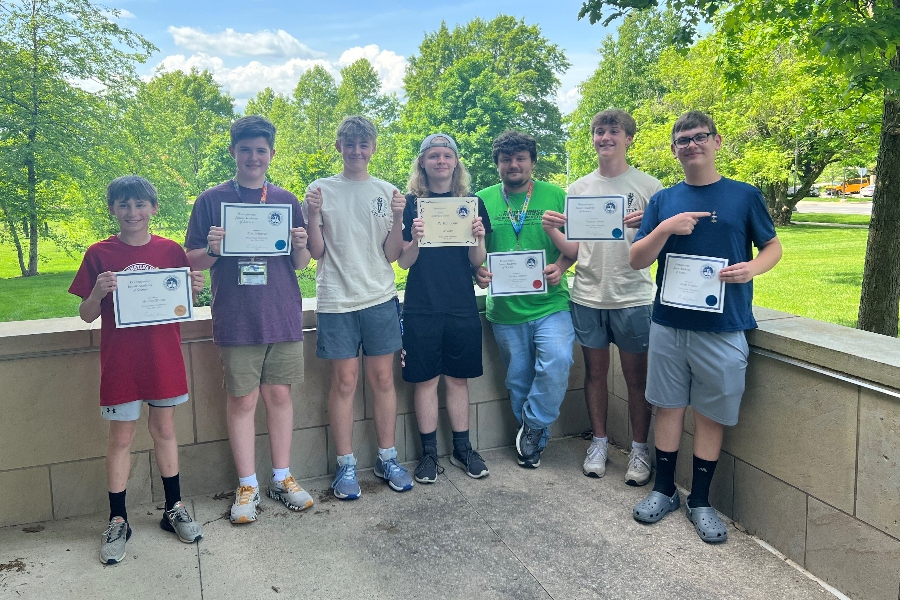 Hunter Shura, Eric Johnson, Johnny Bickel, Ian Clark, Damien Barnett, Chance Hawk, and Noah Cokrlic all attended the state finals for PJAS. Clark, Johnson, Cokrlic, and Hawk al earned first place awards.