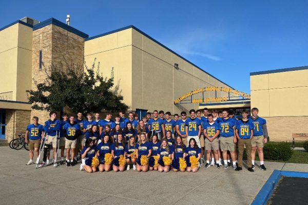 B-A football players, cheerleaders, and band members visited Myers Elementary School Friday to kick off Youth Night.