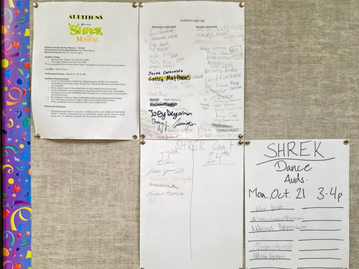 Musical sign-up sheets found outside the music room.