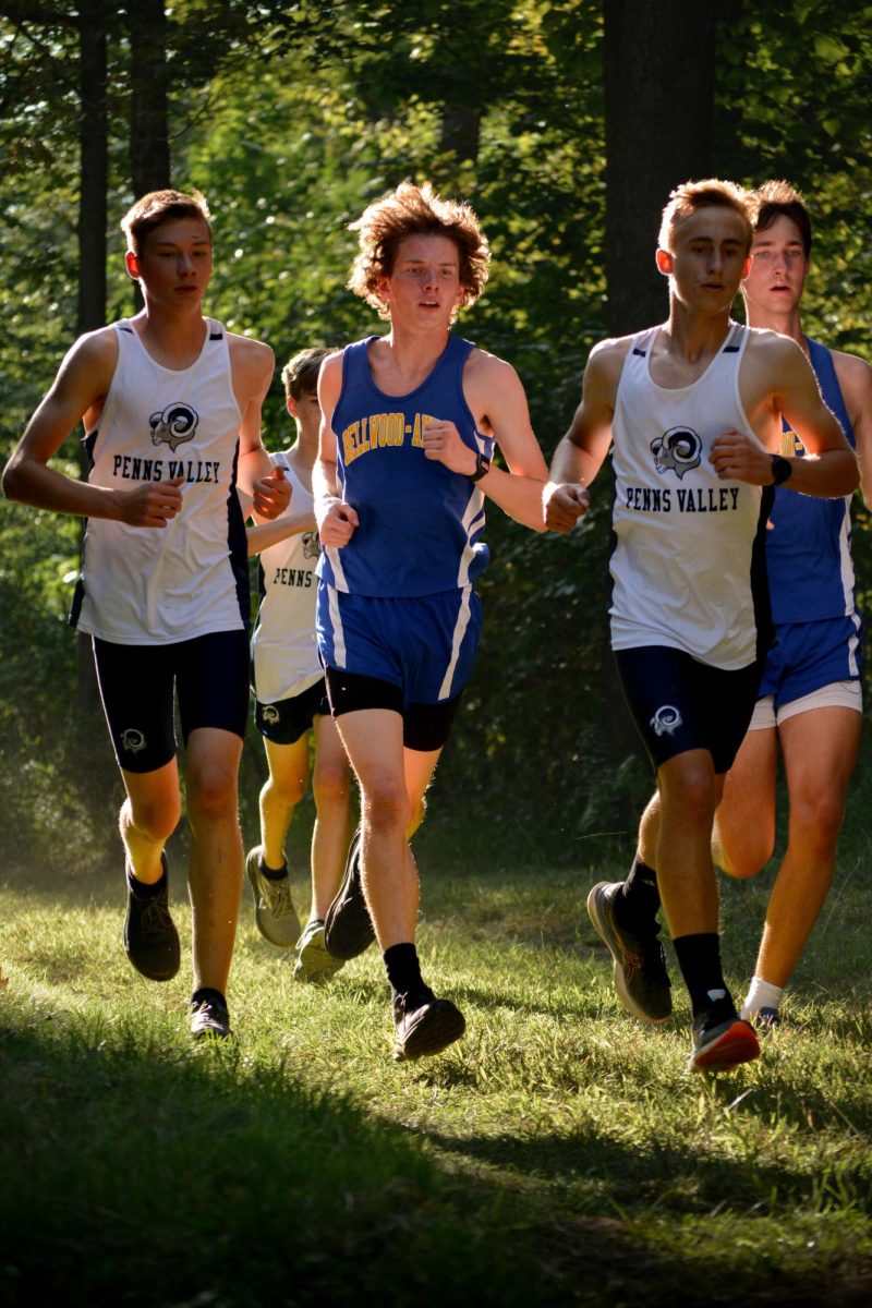 Mcaulley Corle and Martin Fatzinger battle Penns Valley at Bellwood. Bellwood would go on to win this meet 27-32. Mcaulley finished in 21:36 and Martin crossed the line soon after at 21:56 .