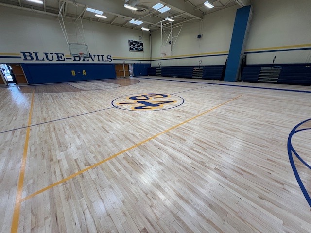 The Bellwood-Antis Middle School gymnasium had its floor resurfaced following a fire in December that had left it unusable. 