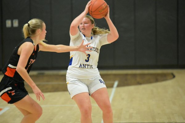 Leigha Clapper looks to pass against Tyrone in the Fred B. Miller Memorial Holiday Basketball Tournament. B-A's girls went 1-1 and won the consolation game while the boys dropped a pair.