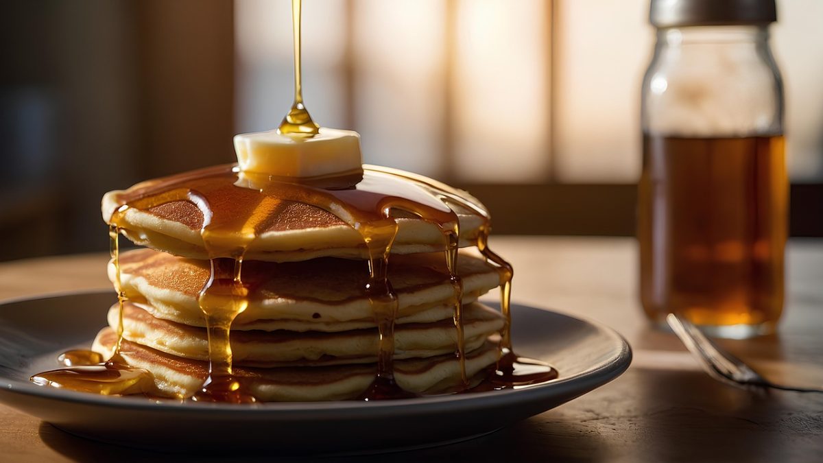 Maple syrup is a savory addition to fluffy foods like pancakes and waffles.
