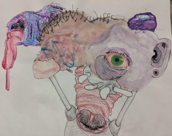Abstract art made with pencils and watercolor paint. 