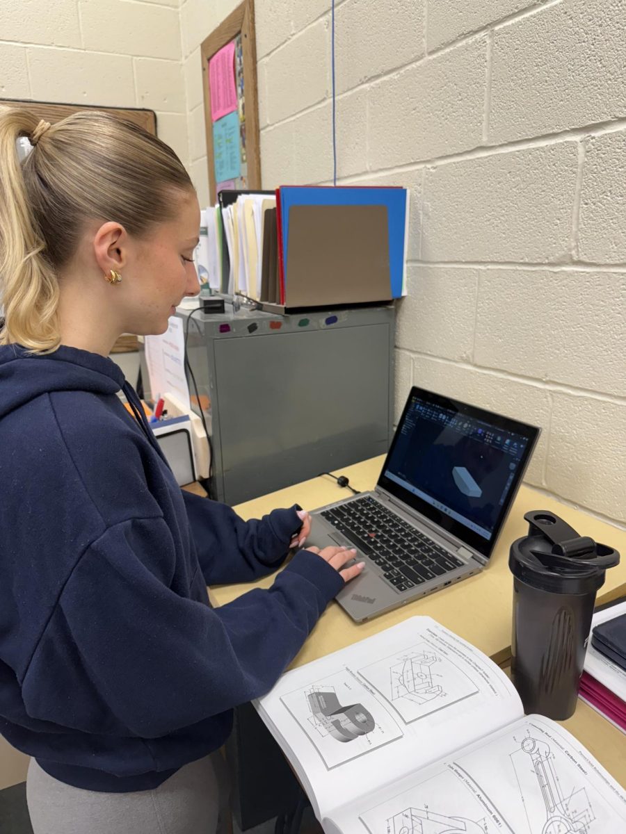 Giuliana Gummo working hard on her CAD project. 