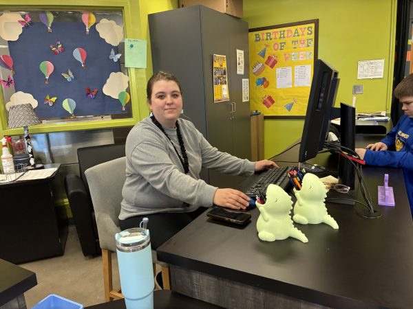 Mrs. Hollen is the new aide in the media center.