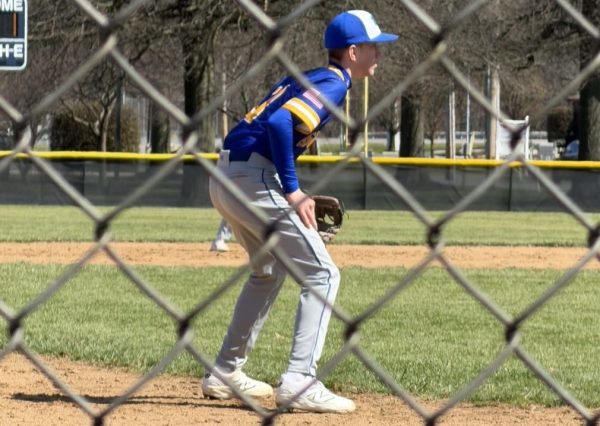 Luke in action during a JV baseball game.
