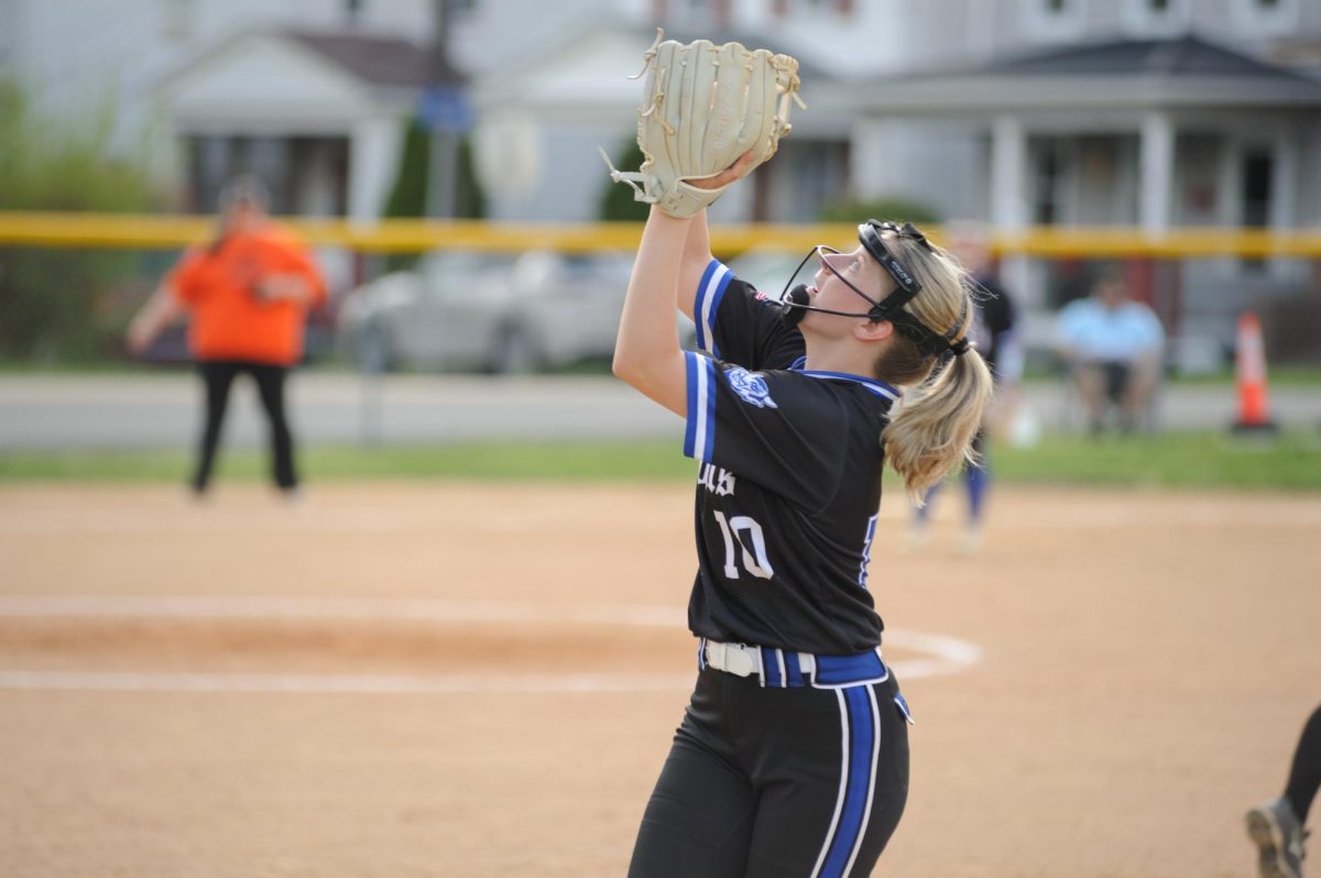 Karlie Sweigart settles under a pop fly to second base. 